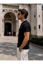 Men's Comfortable Short Sleeve Black Polo Collar T-Shirt - 5