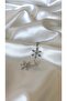 Women's Silver Color Stone Snowflake Dangle Earrings - 2