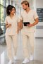 Lycra Scrubs Medical Uniform, Nurse Doctor Hospital Uniform, Men and Women, Healthcare Staff Uniforms, Navy Blue, Purple, Beige, Gray, Burgundy, Coffee, Orange, Blue, Mint, Sage Green, Green, Khaki - 3
