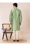 Mens Self Design Jacquard Silk Kurta Set - 2