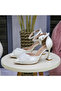 White Beaded Detailed Goblet Heeled Bridal and Evening Dress Shoes - 3