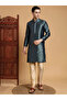 Mens Self Design Jacquard Silk Kurta Set - 4