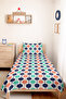 Geometric Navy Blue Youth Room Single Pique Set - Mint Salmon 160X220 cm Quilted Bedspread - 6