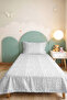 Gray Geometric Modern Young Room Single Pique Set-Minimal 160X220 cm Quilted Bedspread - 4