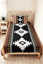 Ethnic Geometric Black Single Pique Set - Bohemian Mustard Tile 160X220 cm Bedspread - 4