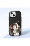 iPhone 15 Compatible Case with Camera Protection Black Silicone Couple Phone Case with Girl Pattern
