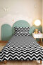 Black Zigzag Geometric Youth Room Single Pique Set - Modern 160X220 cm Quilted Bedspread - 6