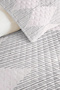 Gray Geometric Modern Young Room Single Pique Set - Striped 160X220 cm Quilted Bedspread - 3