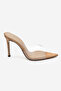 Women's Pointed Toe Thin Heeled Transparent Strap Slippers Sona Mantara Transparent - 2