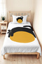 Minimal Cat Yellow Young Room Single Pique Set-Black Modern 160X220Cm Quilted Bedspread - 2