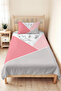 Pink Geometric Youth Room Single Pique Set-Marble Gray Modern 160X220Cm Quilted Bedspread - 5