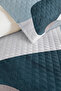 Blue Geometric Modern Young Room Single Pique Set-Powder Gray 160X220 cm Quilted Bedspread - 3