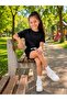 Girl's Glittery Stoned Black Shorts Set - 3