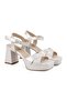 Sandals with Antique Pearlescent Look, Platform, Cross Straps, Thick Heels, Evening Dress Shoes L085.K99/1 - 3