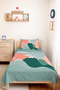 Mountain Themed Mint Children's Room Single Pique Set - Geometric Salmon 160X220 cm Quilted Bedspread - 5