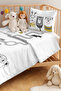 Teddy Bear and Road Pattern Children's Room Pique Set - Nordic Yellow Black 160X220 cm Bedspread - 2
