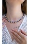 Gold Blue Topaz Detail Necklace