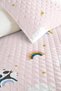 Panda Rainbow Pink Girls' Pique Set-Cloud Star Pastel Baby Room Bedspread-160X220Cm - 3