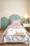 Pink Cat Themed Girls' Pique Set - Cute Pastel White Baby Room Bedspread - 160X220 cm - 6