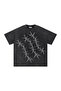 Black Washed Iron Thorn Printed Unisex Oversize T-Shirt