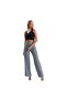 Women's High-Waisted Plaid Wide-Leg Trousers – Timeless Elegance, Grey - 2