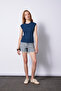 Sewing-Detail Cotton Top Indigo - 2