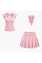 Women's Lace Detailed Square Neck Backless Blouse and Shorts Skirt Set