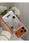 iPhone 17 Pro Max/18 Pro Max Rhinestone Case with Pearl Necklace Detail, Marbling Effect 3D Heart and Motif Charm Cover - 6