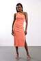 Salmon One-Shoulder Draped Dress 12325 - 5