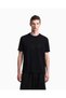 Men's Thick Jersey Woven Fabric Logo Embroidered Round Neck Short Sleeve Black T-Shirt