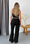 Women's Adjustable Waist Wide Leg Sweatpants Black - Ms0001271 - 5