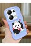 Poco M6 Pro 4g Compatible Case Camera Protector Blue Silicone Couple Phone Case Panda Pattern