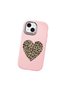 iPhone 15 Compatible Case with Camera Protector Pink Silicone Couple Phone Case with Heart Pattern - 3