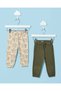 Infant Boy Olive And Ivory Printed 2 Pack Track Pants