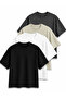 4-Piece Women's T-Shirt Set Plain Black-White-Grey-Smoke