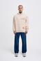 Men's Embroidery Bird Hooded Sweatshirt Light Beige - 5