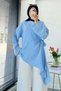 Side Tie Asymmetrical Cut Modal Tunic - Blue - 8