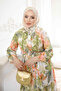 Green Half Buttoned Sleeves Elastic Skirt Layered Dress - 3