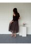 Bluzlu Polka Dot Chiffon Double Dress - 4