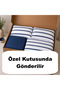 Double 100% Cotton Striped Duvet Cover Set |   Elasticized Sheets |   6 Pieces |   Boxed Shipping |   Indigo Blue - 4