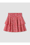 Özmarka New Season Blue Elastic Waist Floral Layered Mini Skirt with Shorts - 6