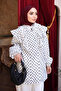 White Collared Tie-Dye Polka Dot Tunic