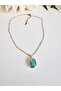 Steel Zircon Stone Baguette Necklace - 2