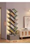 CozyNest Morandi Grey Tree Bookshelf, Narrow Multi-Layer Freestanding Bookcase, Modern Space-Saving Storage & Display Shelf