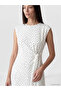 Lcw Everyday Ecru Polka Dot Waist-Slit Dress - 2