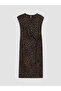 Lcw Everyday Brown Crew Neck Leopard Print Drawstring Dress - 5