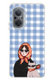 Huawei Nova 9 Se Compatible Women's and Cat Patterned Transparent Phone Case with Shawl