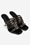 Black Skin Women's Open Toe Special Design Thin Heeled Slippers Ivory - 4