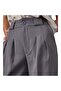 Women's High Rise Straight Leg Trousers – Timeless Elegance, Grey - 3