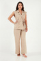 Double-Breasted Collar Tie Detail Wide Leg Suit Set 5866393 - 2